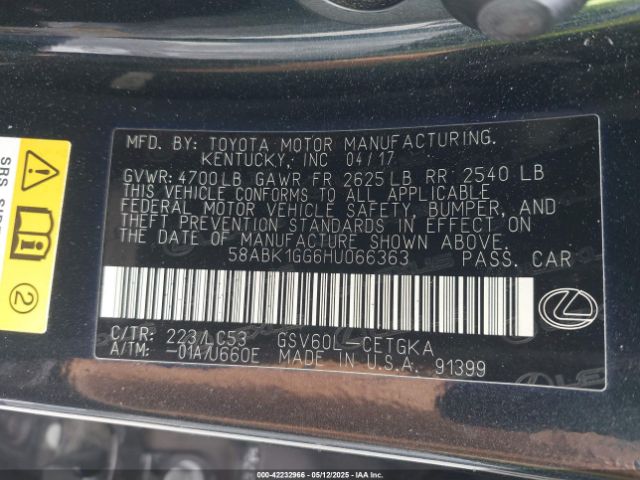 58ABK1GG6HU066363 Lexus ES 350