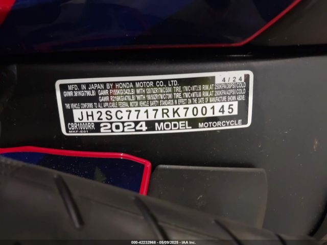 2024 HONDA CBR1000 JH2SC7717RK700145 Photo 9