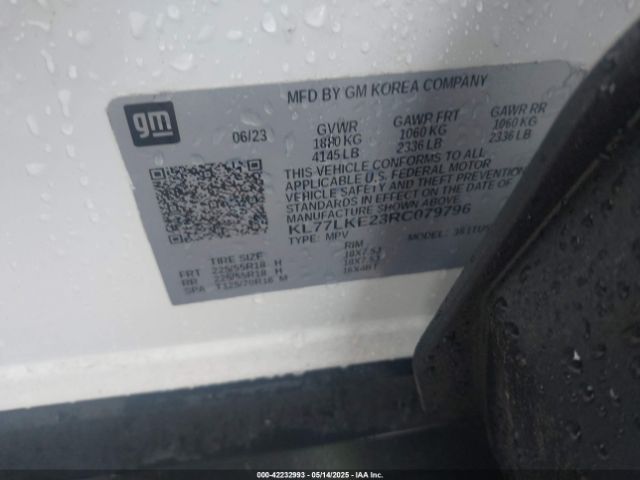 KL77LKE23RC079796 Chevrolet Trax Fwd Activ