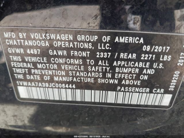 1VWAA7A39JC006444 Volkswagen Passat 2.0t R-line/2.0t S