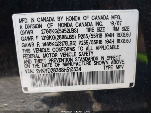 2008 ACURA MDX 2HNYD28368H510534 Photo 8