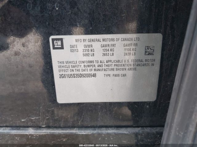 2013 CADILLAC XTS 2G61U5S35D9200948 Photo 8