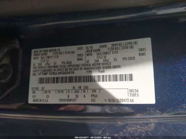 1FTMF1EB2JKG02419 Ford F-150 Xl