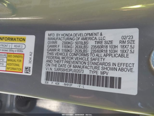 2023 HONDA CR-V HYBRID 5J6RS6H53PL002073 Photo 8