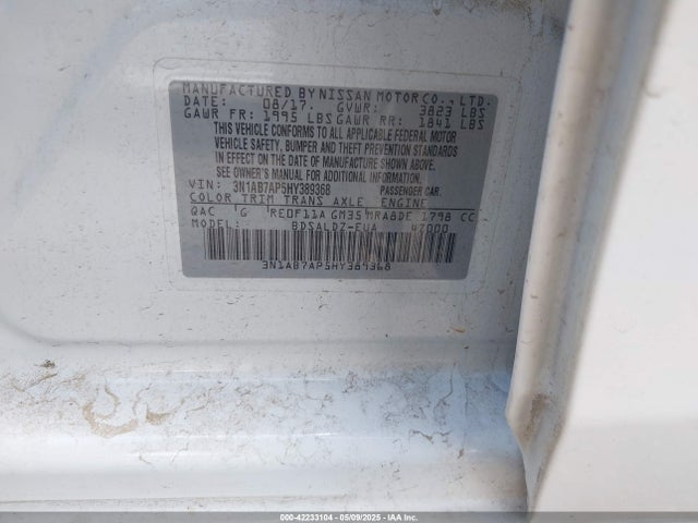 3N1AB7AP5HY389368 Nissan SENTRA SV
