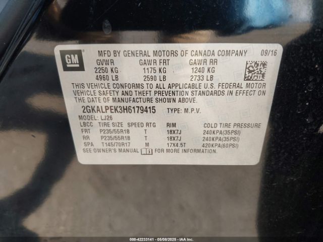 2GKALPEK3H6179415 GMC Terrain Slt
