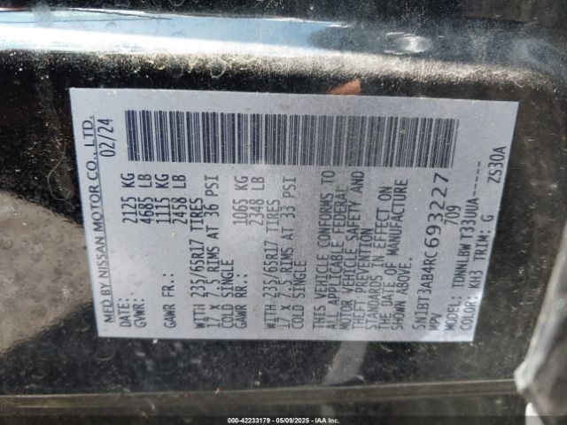5N1BT3AB4RC693227 Nissan Rogue S Intelligent Awd
