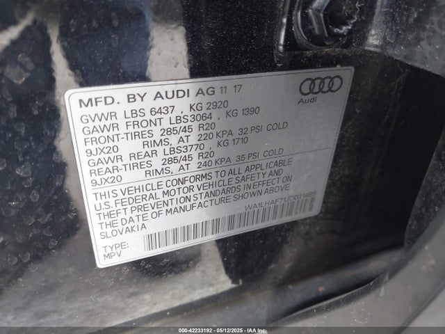 Audi Q7 2.0t Premium 2018 WA1LHAF71JD021489 Image 9