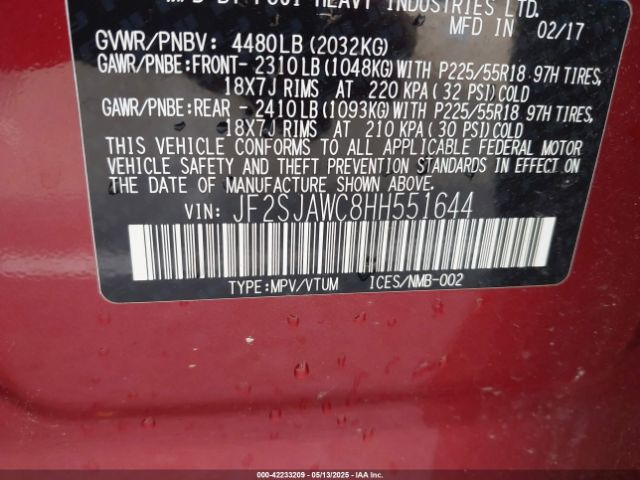 JF2SJAWC8HH551644 Subaru Forester 2.5i Touring