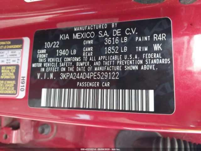 3KPA24AD4PE529122 KIA RIO S