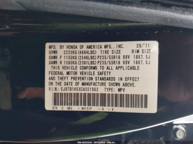 2012 ACURA RDX 5J8TB1H5XCA001962 Photo 8