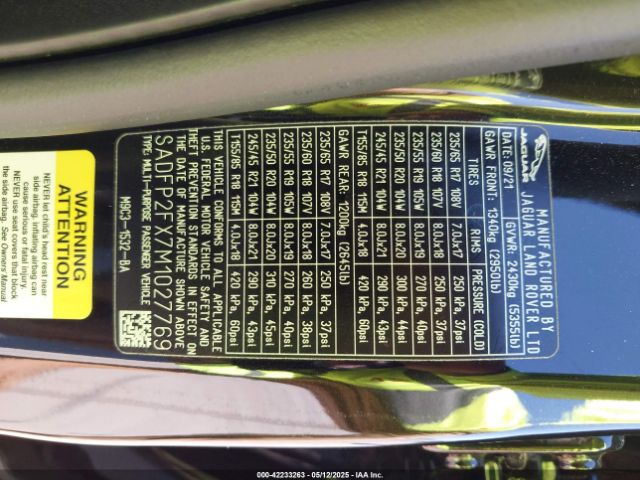 2021 JAGUAR E-PACE SADFP2FX7M1027769 Photo 8