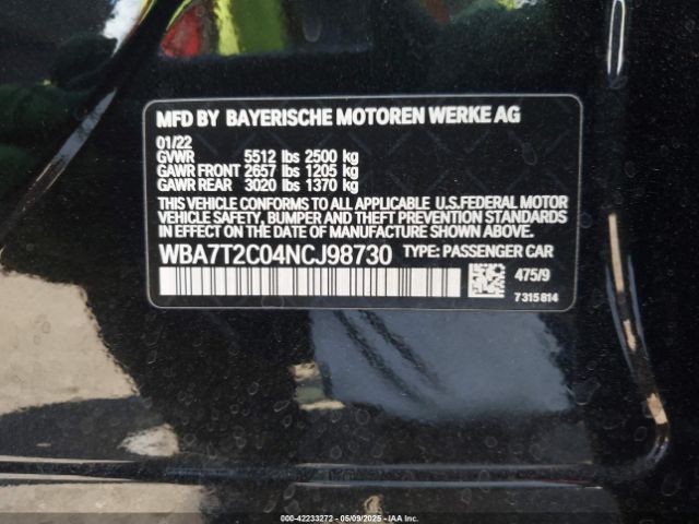 WBA7T2C04NCJ98730 BMW 740 I