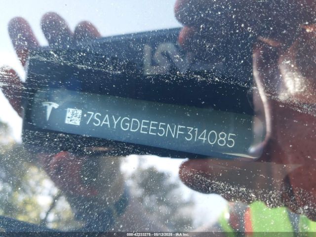 7SAYGDEE5NF314085 Tesla Model Y Long Range Dual Motor All-wheel Drive