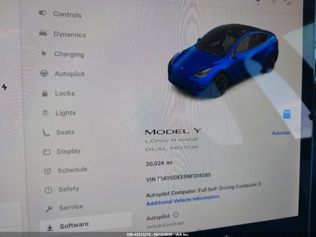 7SAYGDEE5NF314085 Tesla Model Y Long Range Dual Motor All-wheel Drive