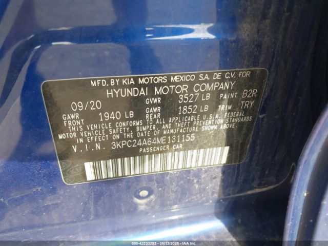 2021 HYUNDAI ACCENT 3KPC24A64ME131155 Photo 8