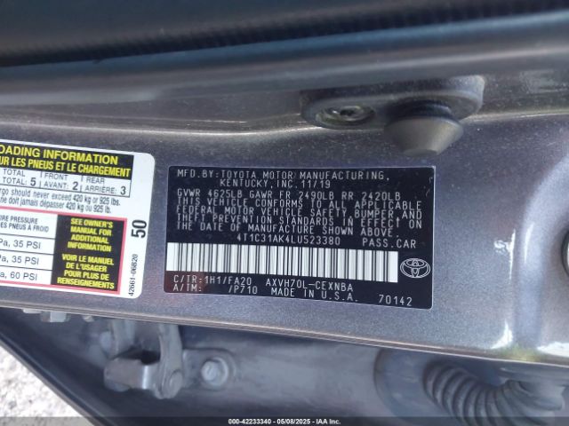 4T1C31AK4LU523380 Toyota Camry Le Hybrid