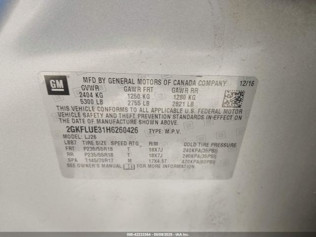 2GKFLUE31H6260426 GMC Terrain Slt