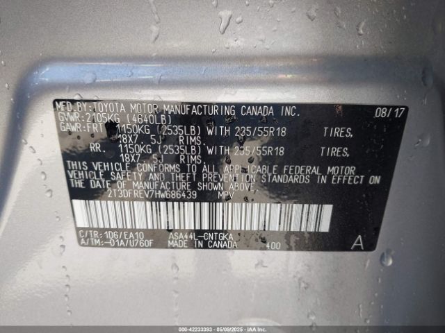 2T3DFREV7HW686439 Toyota Rav4 Limited