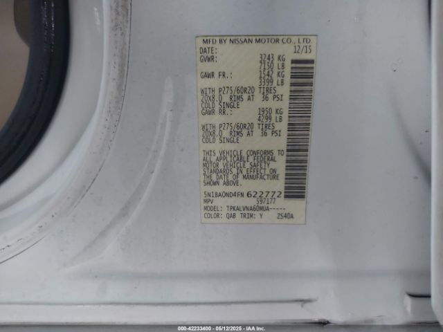 5N1BA0ND4FN622772 Nissan Armada Sl