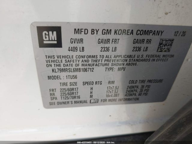 2021 CHEVROLET TRAILBLAZER KL79MRSL6MB106712 Photo 8