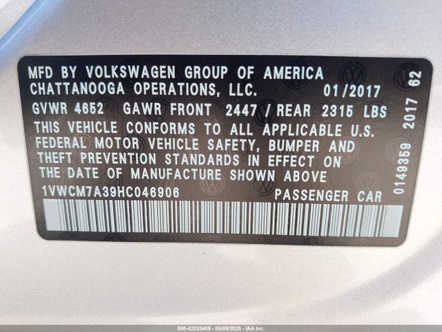 1VWCM7A39HC046906 Volkswagen 2017