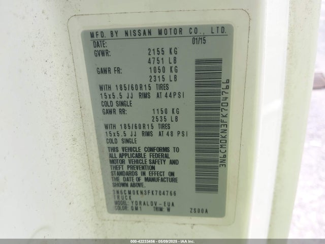 Nissan Nv200 S 2015 3N6CM0KN3FK704766 Image 9