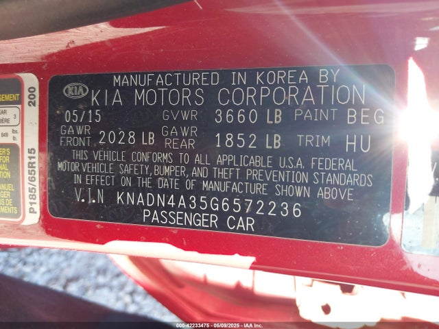 KNADN4A35G6572236 KIA RIO EX