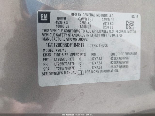 2013 GMC SIERRA 2500HD 1GT120C88DF184817 Photo 8