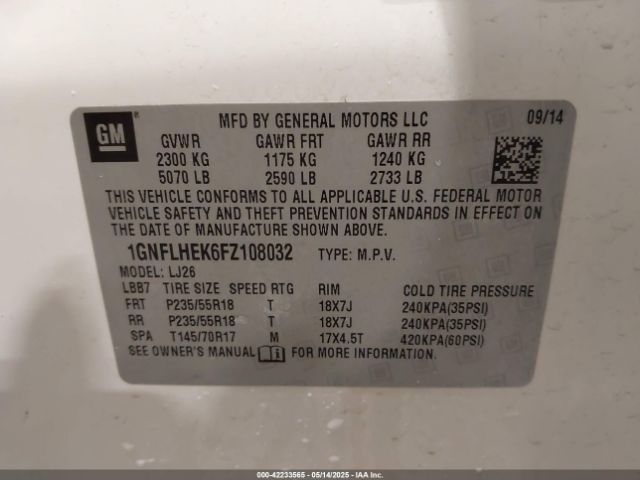 1GNFLHEK6FZ108032 Chevrolet Equinox Ltz