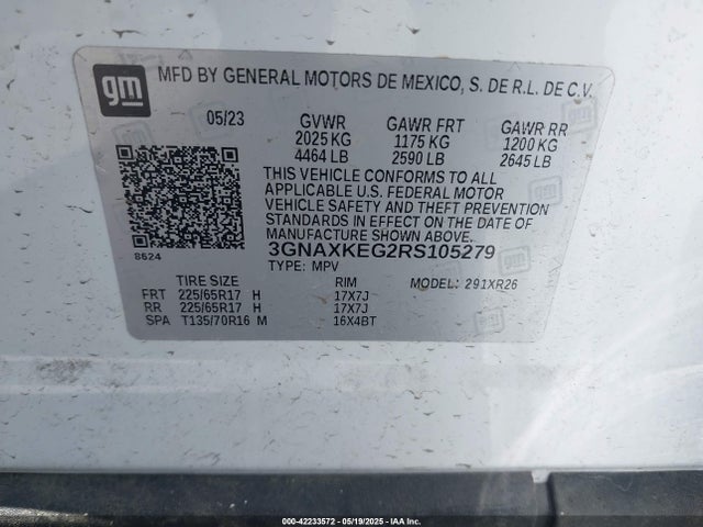 3GNAXKEG2RS105279 Chevrolet Equinox Fwd Lt