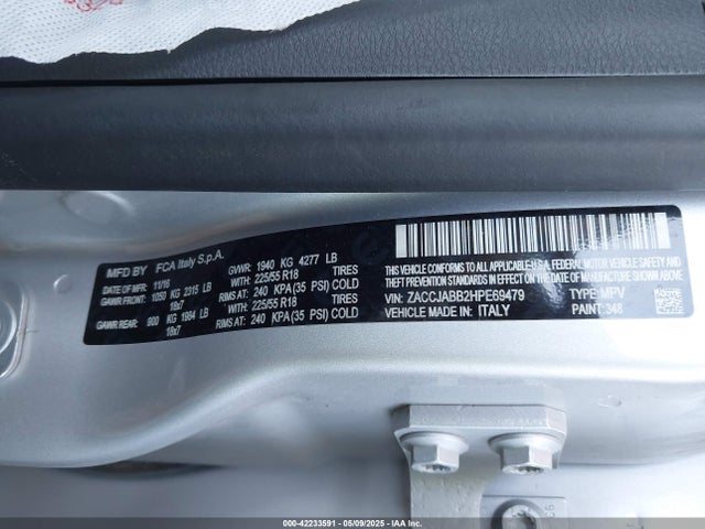 ZACCJABB2HPE69479 Jeep Renegade Altitude Fwd