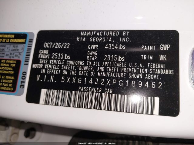 5XXG14J2XPG189462 KIA K5 LXS