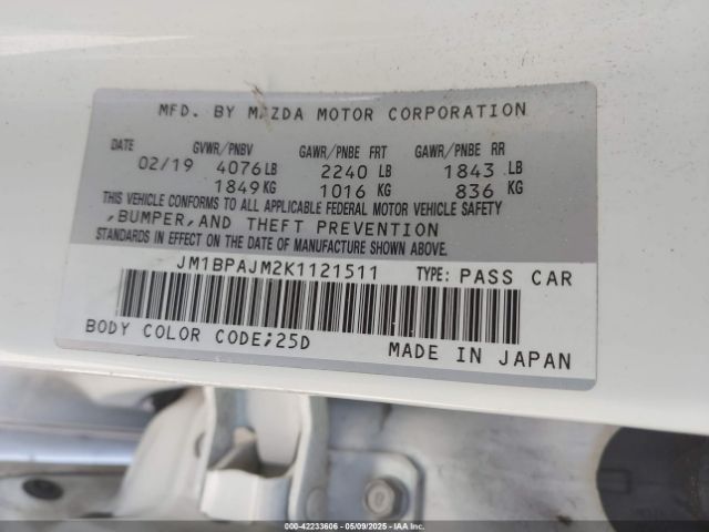 JM1BPAJM2K1121511 Mazda MAZDA3