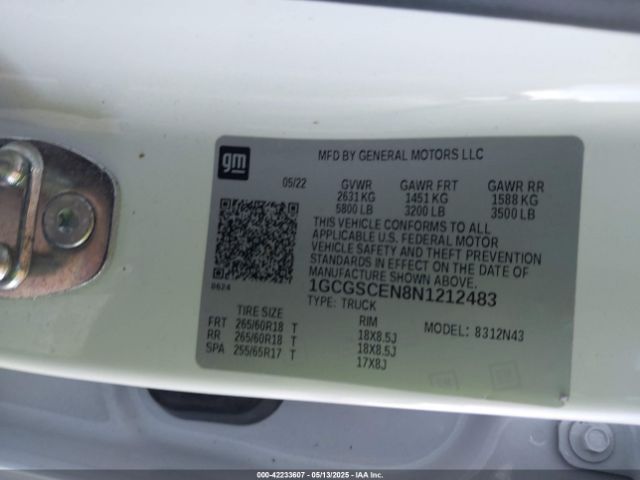 1GCGSCEN8N1212483 Chevrolet Colorado 2wd  Short Box Lt