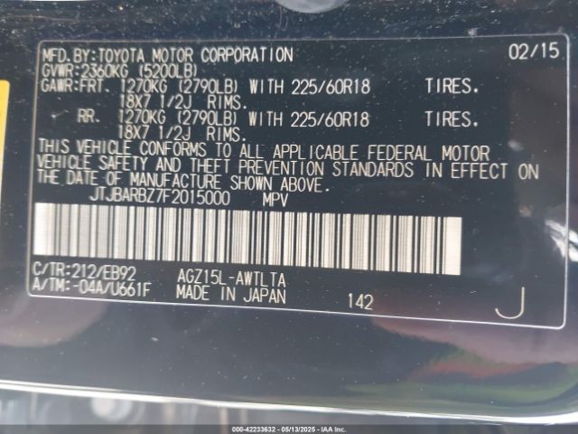 JTJBARBZ7F2015000 Lexus Nx 200t F Sport