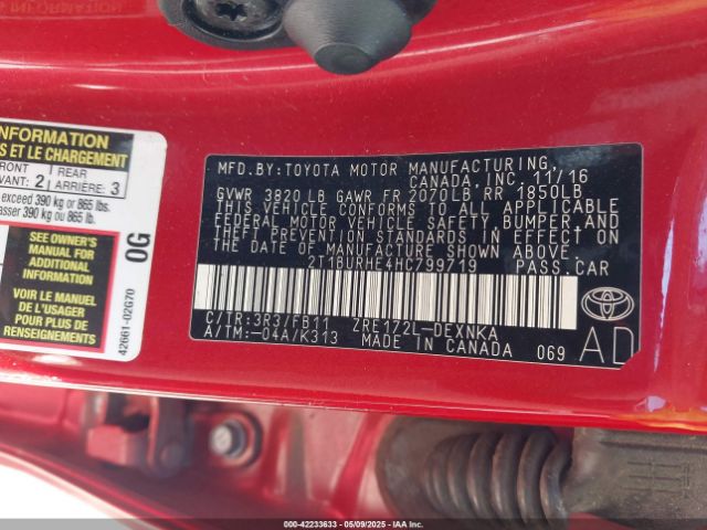 2017 TOYOTA COROLLA 2T1BURHE4HC799719 Photo 8