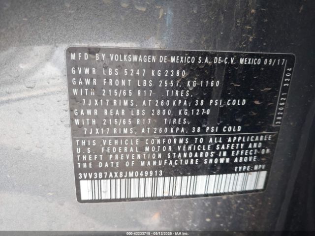 2018 VOLKSWAGEN TIGUAN 3VV3B7AX8JM049913 Photo 8