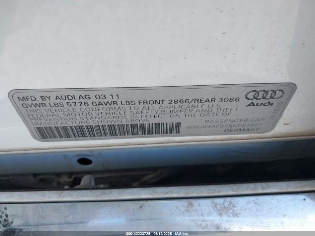 2011 AUDI A8 WAUAVAFD7BN021601 Photo 8