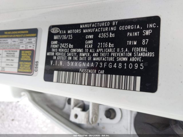 5XXGN4A73FG481095 KIA OPTIMA EX