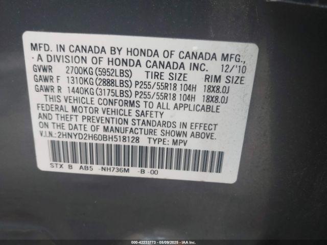 2011 ACURA MDX 2HNYD2H60BH518128 Photo 8