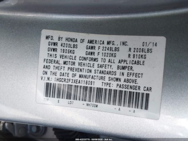 1HGCR2F3XEA118091 Honda ACCORD LX