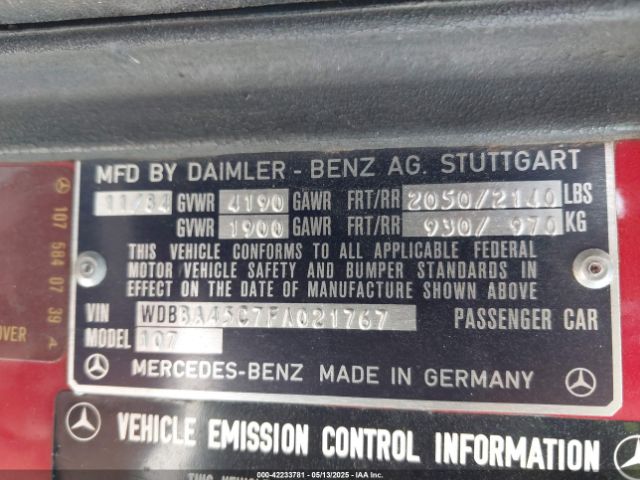 1985 MERCEDES-BENZ 380 WDBBA45C7FA021767 Photo 8