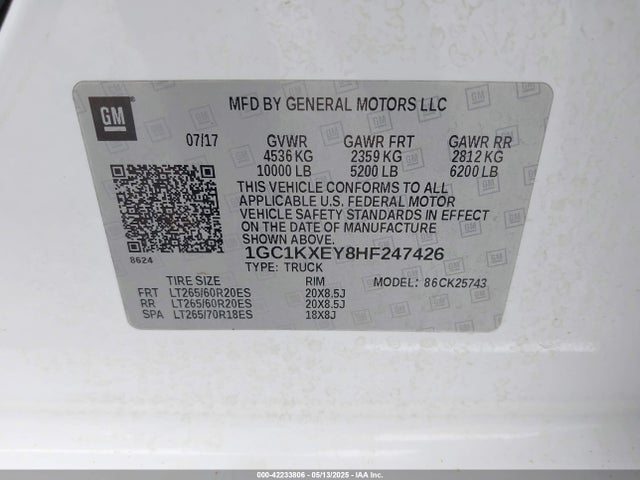 1GC1KXEY8HF247426 Chevrolet Silverado 2500hd High Country
