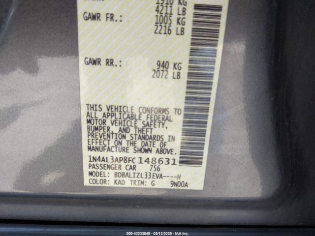 1N4AL3AP8FC148631 Nissan Altima 2.5 Sv