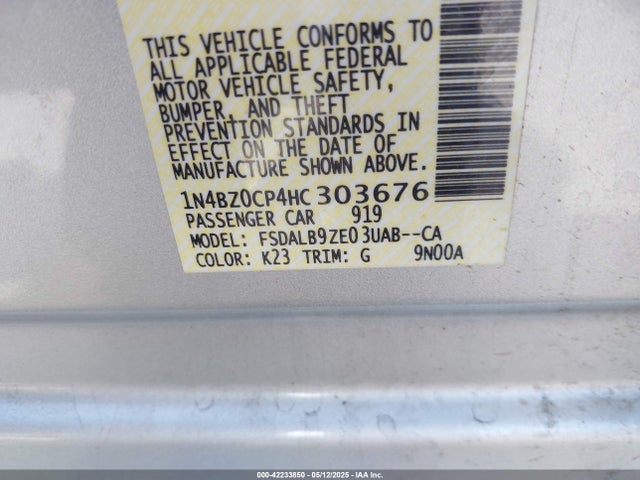 1N4BZ0CP4HC303676 Nissan LEAF S