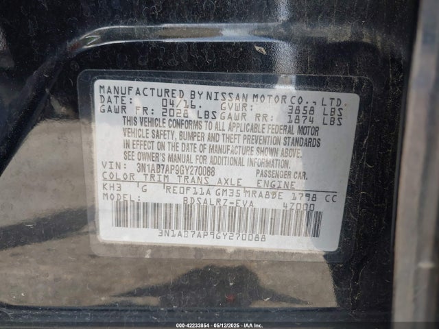 3N1AB7AP9GY270088 Nissan SENTRA SR