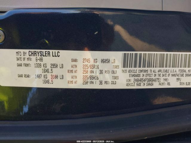 2008 CHRYSLER TOWN & COUNTRY 2A8HR54P38R840751 Photo 8