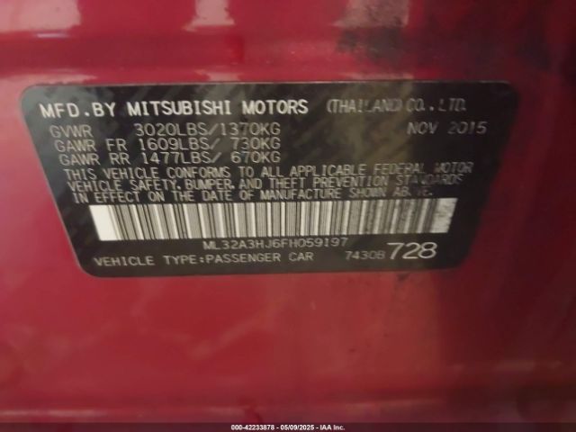 2015 MITSUBISHI MIRAGE ML32A3HJ6FH059197 Photo 8
