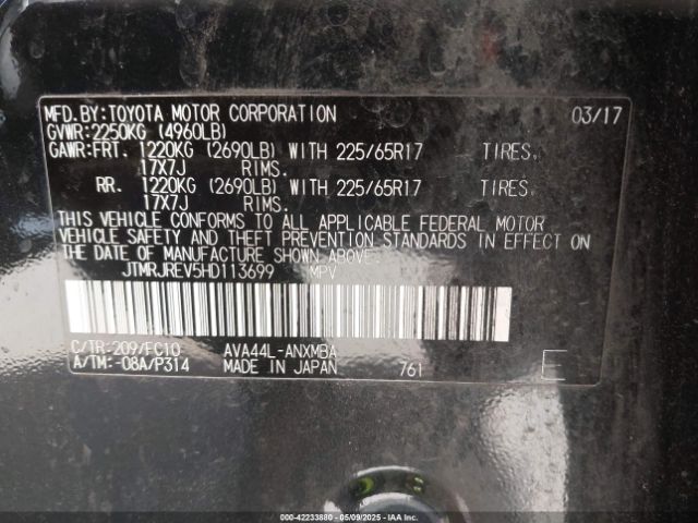 JTMRJREV5HD113699 Toyota Rav4 Hybrid Xle